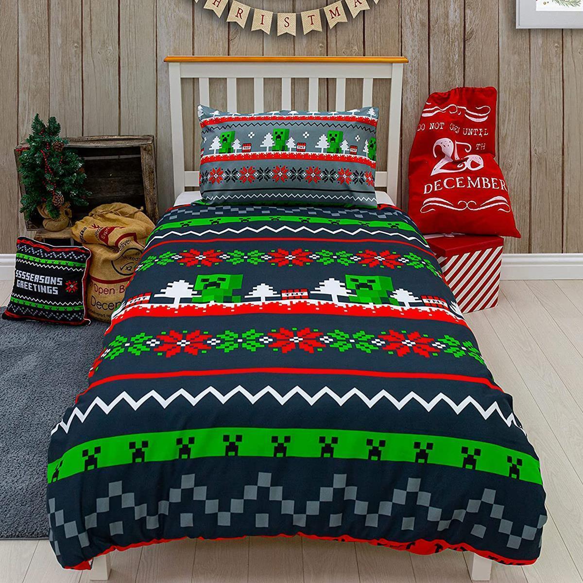 Official Minecraft Greetings Single Duvet Cover Reversible Bedding Set Gift