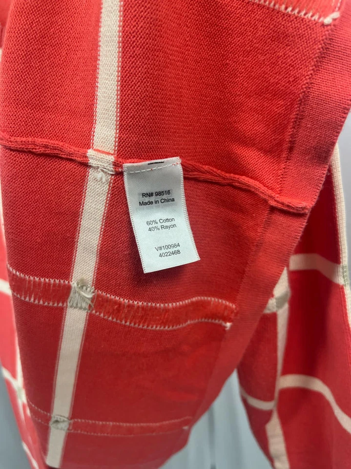 Cárdigan Coldwater Creek para mujer S rosa a rayas suéter con botones manga 3/4 Foto 3 de 4