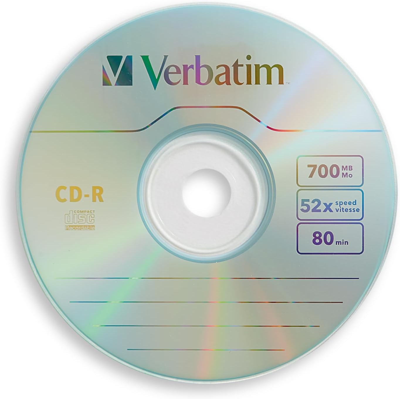 CD-R Blank Discs 700MB 80 Minutes 52X Recordable Disc for Data and Music - 50 Pa