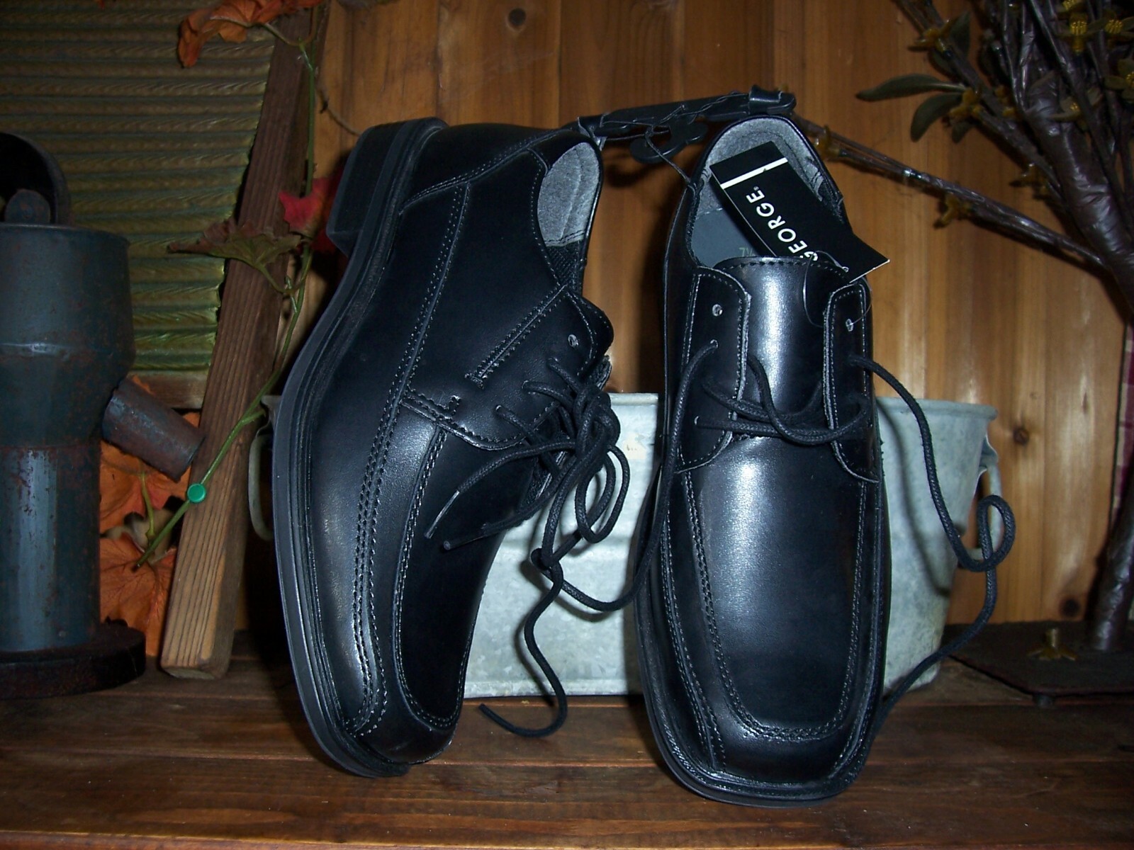 GEORGE MENS BLACK DRESS SHOES SIZE 7.5 