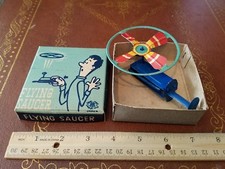 tin flying saucer by modern toys 1950s made in Japan in box plunger tin toy lot