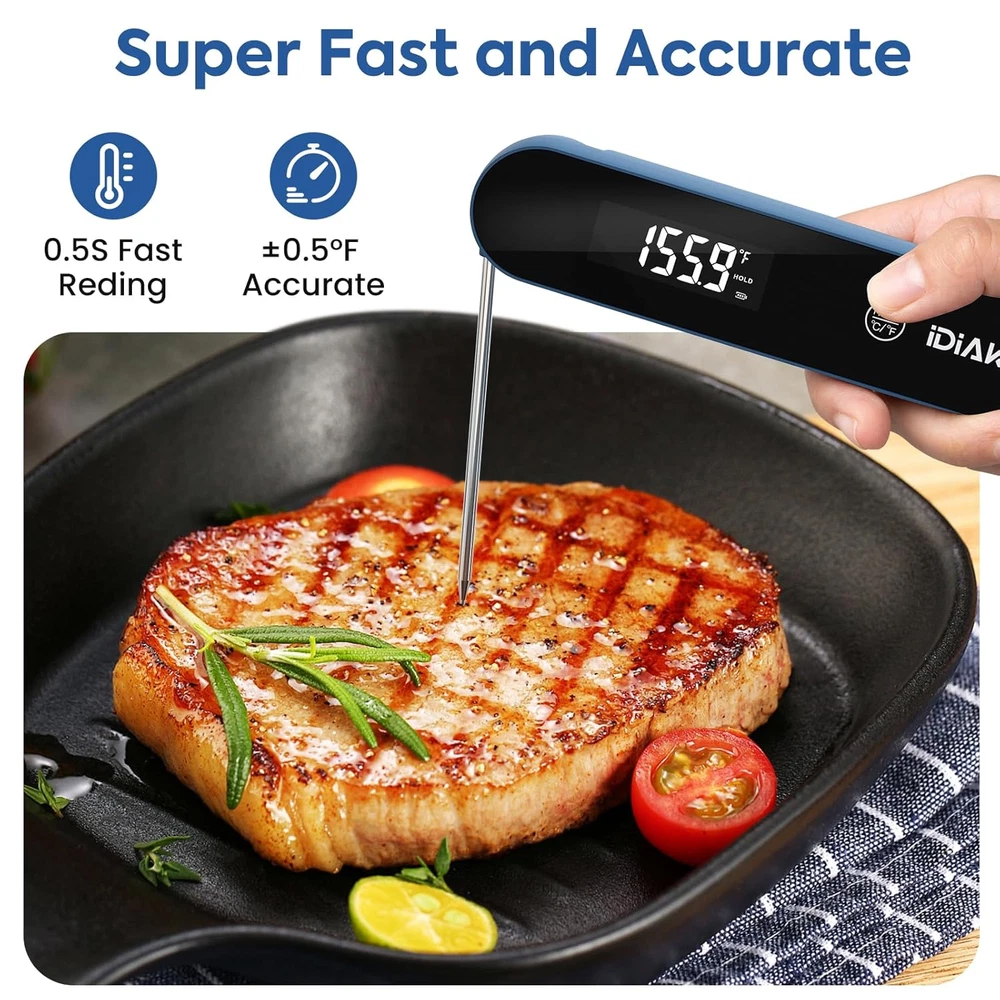 Meat Thermometer Digital, Instant Read Meat Thermometer with OLED Display,Ip67 W
