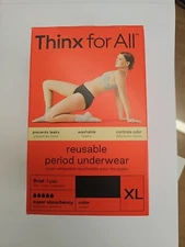 Thinx for All Women's Super Absorbency Cotton Brief Period Underwear, M-Black