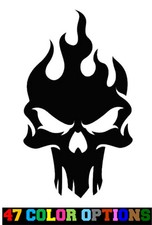 Vinyl Decal Truck Car Sticker Laptop - Zombie Horror Flames Burning Skull V3