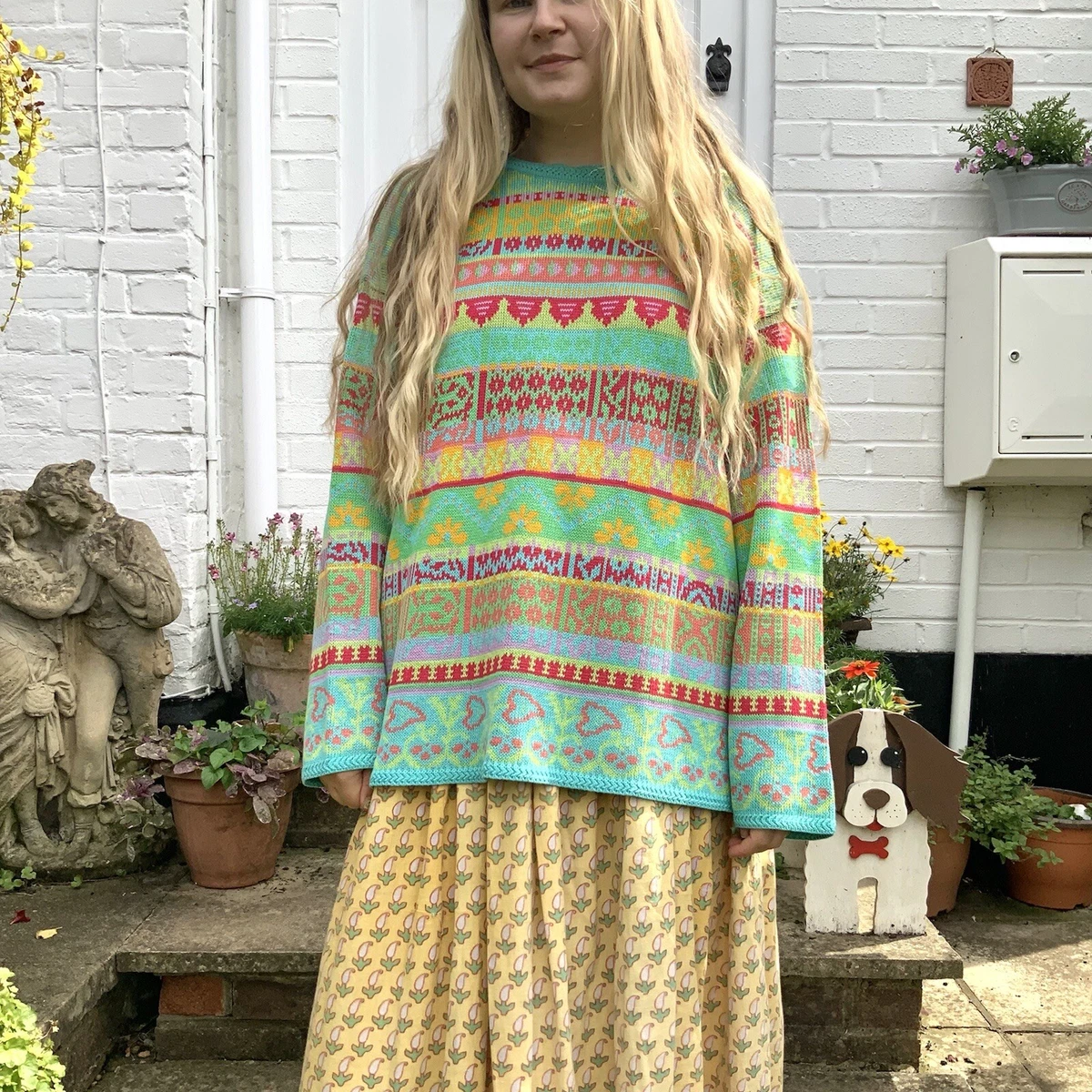 Vintage Oilily L Jumper Cotton Colourful Green eBay