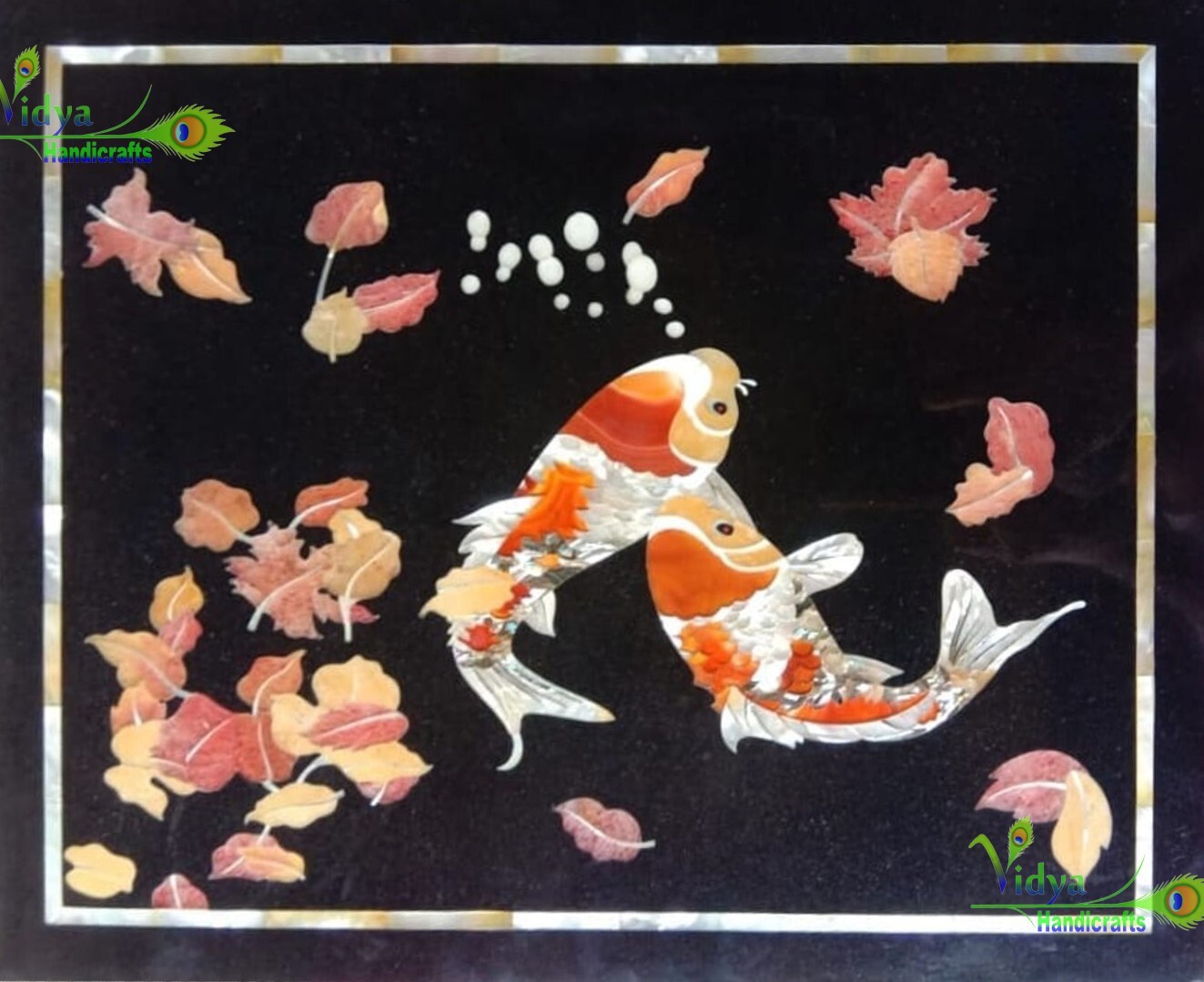 24" X 30" Black Marble Wall Panel Multi Stone Inlay Marquetry Art Home Interior eBay