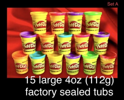 15 Piece PLAY-DOH By Hasbro-Large Tubs (4oz each) NOT MINI,variety Colors,sealed