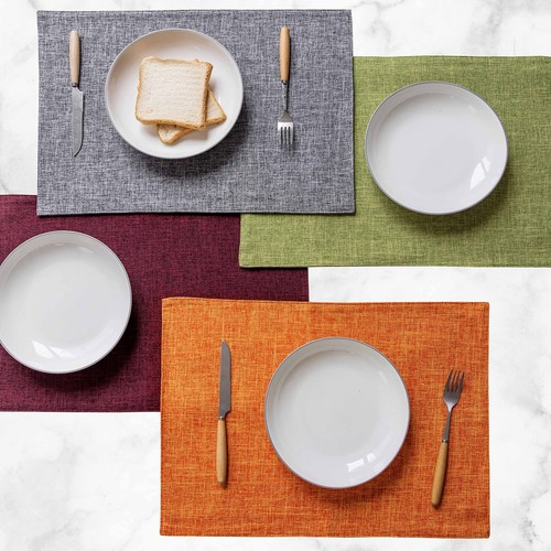 Green Placemats Set of 4 Washable Place Mats Spring Linen Placemats Heat Resi... - 第 7/7 張圖片