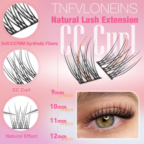 Wispy Lash Clusters Kit Natural Lash Extension Kit 9-12MM Cluster Eyelash Extens - Picture 6 of 12