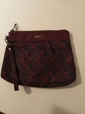 Travelon RFID Blocking Wallet Zip Clutch Wristlet Purse Strap Navy Red 8x10