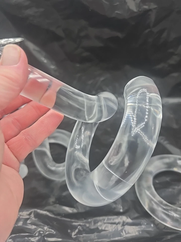 Candelabro retorcido acrílico Dorothy Thorpe Lucite vintage lote de 3 transparentes ¡LEER! Foto 4 de 4