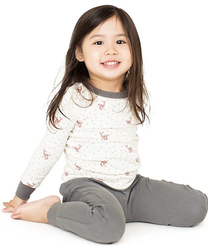 Finn + Emma Organic Cotton Pajama Sleep Set for Baby Boy or Girl – Fawn Size 4T - Picture 2 of 4