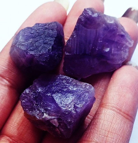 192.15 CT 3 Pièces Lot Naturel 100% Violet Améthyste Ample Pierre Précieuse