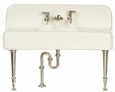 Dollhouse White Porcelain Sink Kit Kitchen or Utility Room 1:12 Scale Miniature
