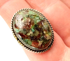 Gorgeous Vintage 925 Sterling Silver Multi-Stone Oval Ring - Size 8