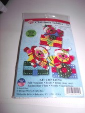 Design Works Jewel Felt CHRISTMAS TEDDIES Ornaments New