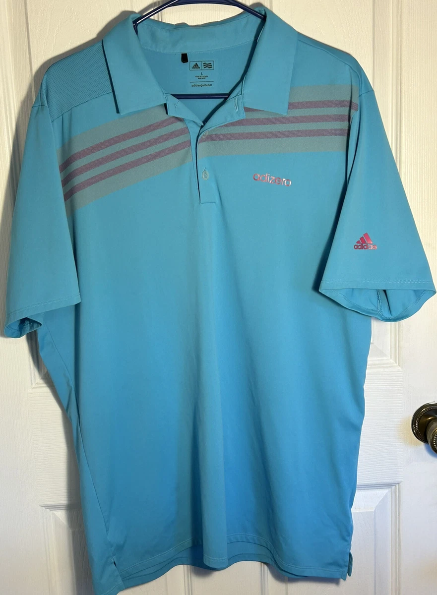 Adidas Adizero Polo Golf Mens Shirt Large Light Blue 100% Polyester | eBay
