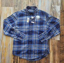 NWT IZOD Temperature Regulating Flannel Plaid Shirt Long Sleeve Blue Men's M