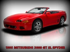 1995 Mitsubishi 3000 GT GL Spyder in Red NEW Metal Sign: Pristine Restoration!