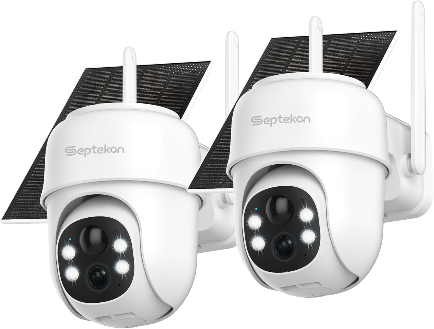 360°PTZ Security Cameras Wireless Outdoor 2 Pack, 2K Solar Battery Powered Camer