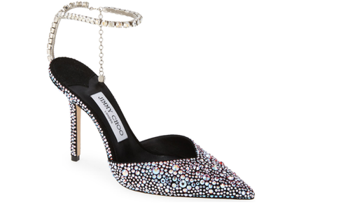 JIMMY CHOO  Saeda Crystal Ankle Strap Pointed Toe Pump, Multicolor  Size 6 $2095 - Picture 5 of 7