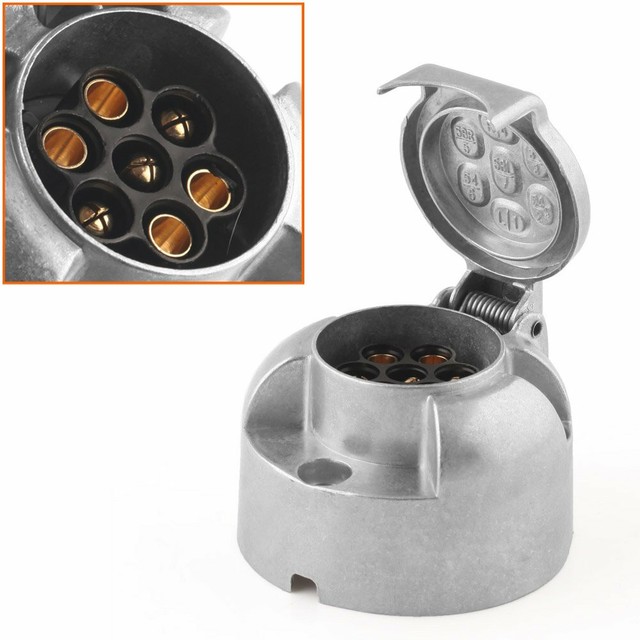7 Pin 12N Towing Electrics Metal Alloy Trailer Car Plug Socket Towbar Alumium