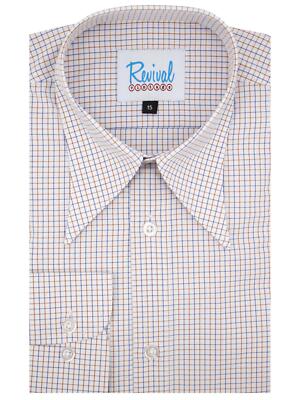Spearpoint 1940s Vintage Style Collar Shirt - Barrel Cuff - Tattersall Check