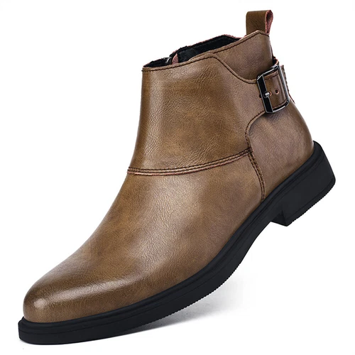 Herren Echtleder Spitz zulaufend Elegant Business Chelsea Schuhe Stiefeletten - Bild 2 von 30