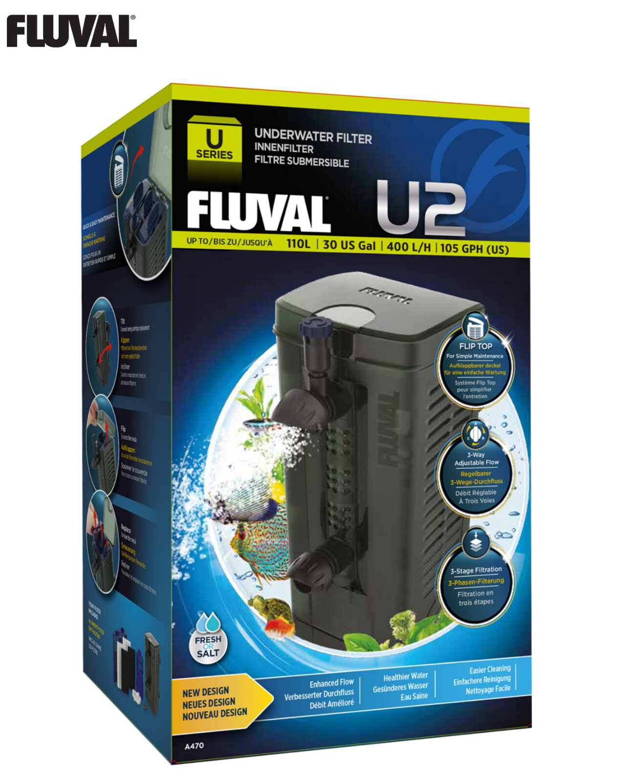 FLUVAL U2 INTERNAL SUBMERSIBLE FILTER AQUARIUM FISH TANKS UP TO 110LTRS