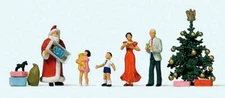 HO Preiser 10652 Santa with Mom, Dad, Kids , Gifts & Tree CHRISTMAS FIGURES