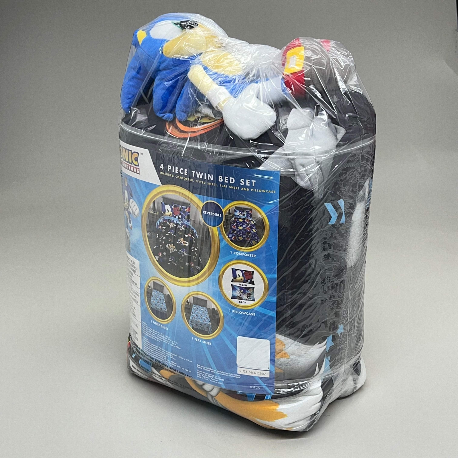 FRANCO / SONIC THE HEDGE HOG Soft Revisable 4 Piece Twin bed Set w/ Plushie 6A16