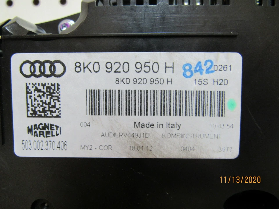 Audi A4 2012 velocímetro medidor de clúster millas desconocido OEM 8K0920950H Foto 3 de 3