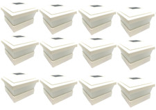 12 Pack LED White Vinyl 5"X5" Solar Powered Post Deck Cap Fence Light WF