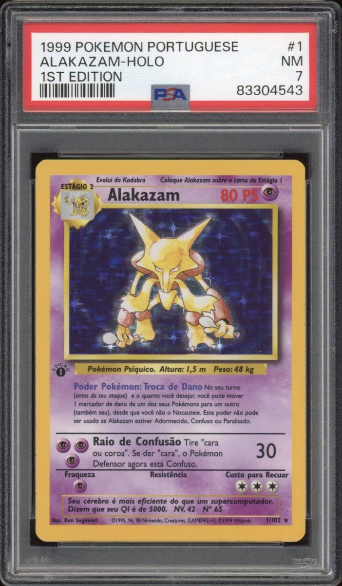 1999 Pokemon PORTUGUESE 1st Edition Base Set Alakazam Holo 1/102