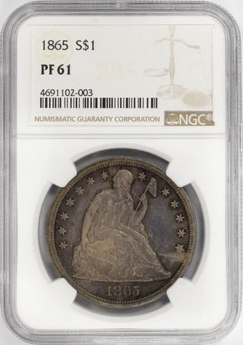 1865  Seated Liberty Silver Dollar NGC PF61