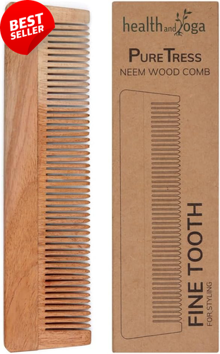 Healthandyoga™ Puretress Handcrafted Neem Wood Comb, 7 Inches, Fine Tooth - Picture 12 of 12