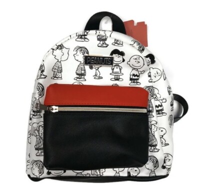 Snoopy Backpack Leather Black Bioworld Peanuts Mini Charlie Brown