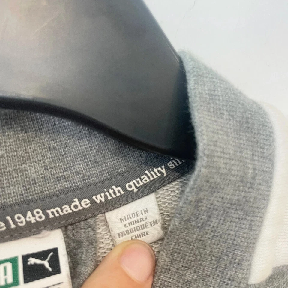 Chaqueta deportiva con cremallera completa PUMA Classics T7 para mujer M gris a rayas laterales logotipo atlético Foto 2 de 4