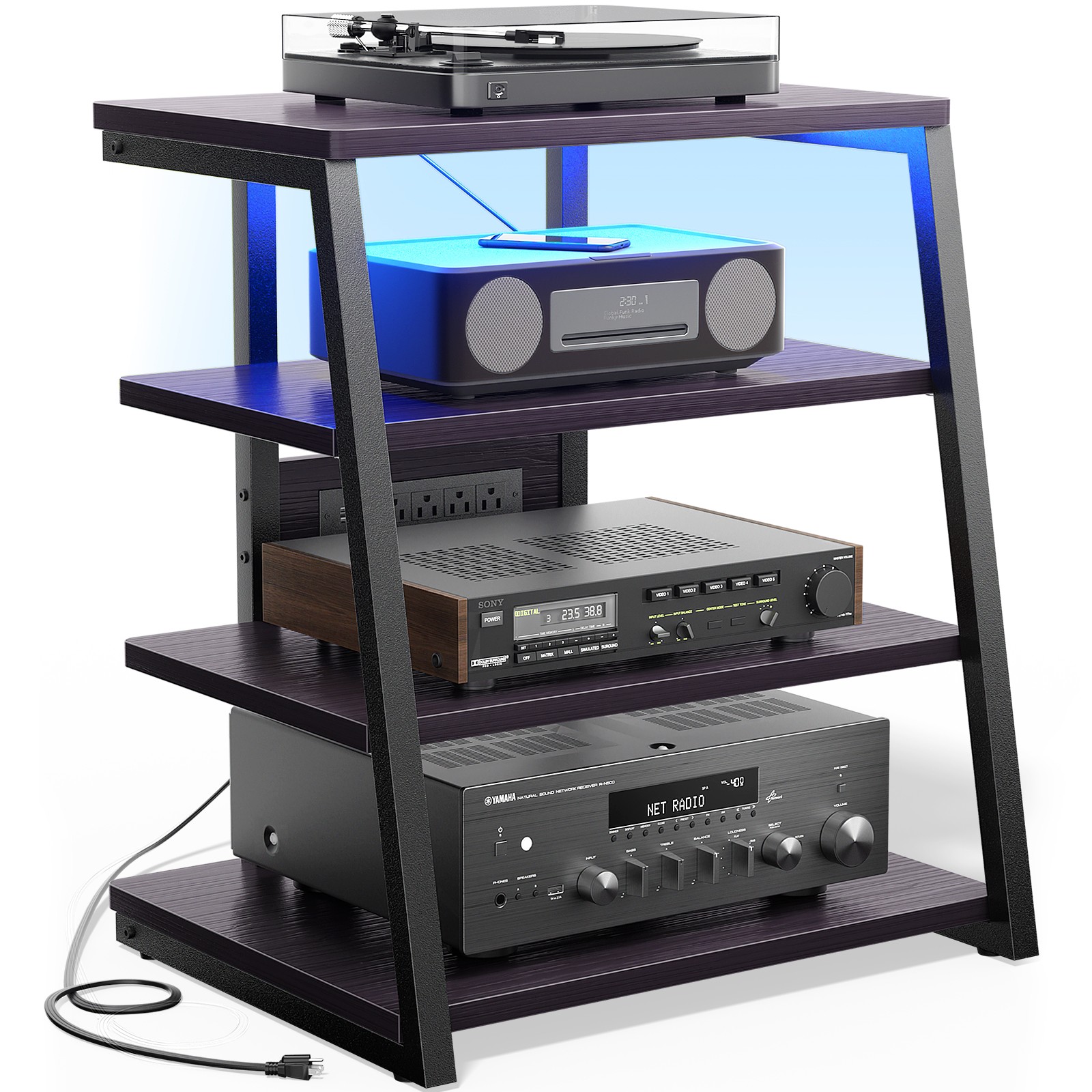 With Outlets, Media Console With Led Lights, Stereo Racks