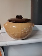 Monmouth USA POTTERY STONEWARE Southwest Bean Pot-Cookie Jar Lidded Brown Glaze