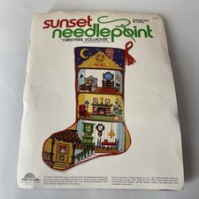 Vintage 80s Sunset Needlepoint Christmas Doll...