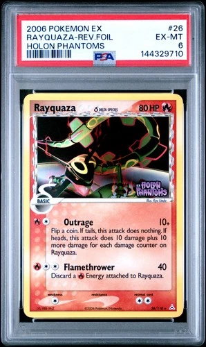 2006 POKEMON EX HOLON PHANTOMS #26 RAYQUAZA-REVERSE FOIL PSA 6