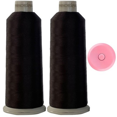 2 PCS Madeira 1800 Black Embroidery Thread 5500 Yd Sewing Cone Tape Measure