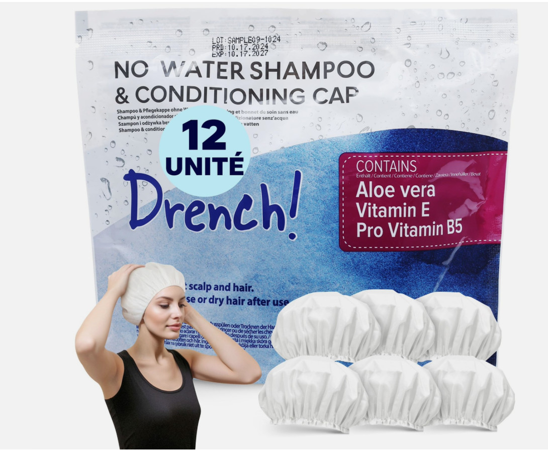 Lot de 12 charlottes lavantes à l'aloe vera bonnet de shampoing sans rinçage hygiène