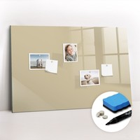 Glas Whiteboard Magnettafel Beschreibbar Trocken Abwischbar Beige 90X60 Cm