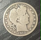 1912 No Mint Marking 50C Barber Half Dollar