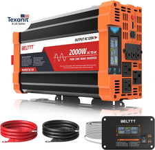 2000W Pure Sine Wave Inverter, Inverter 12V DC to 120V AC for Solar, RV, Truck,