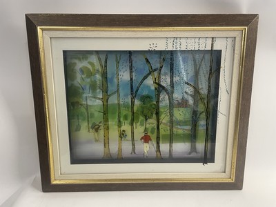 Golf Scene 3D Vitreograph Glass Shadow Box  Signed Numbered Jean-Pierre Weill