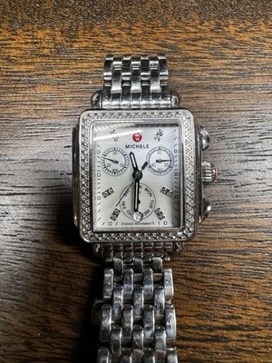 Michele Deco Diamond Chronograph MWW06T000046 Diamond Bezel Swiss Women's Watch