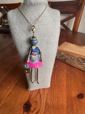 Vintage Beaded French Pendant Doll with Articulated Head, Arm & Legs